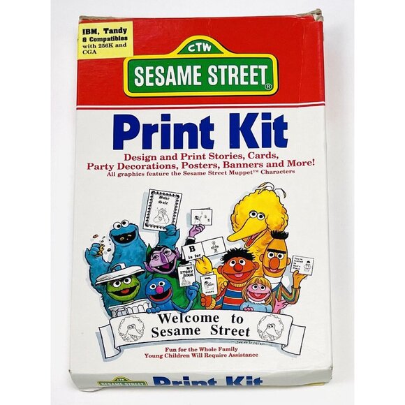 VTG 1989 Sesame Street PRINT KIT Design Software IBM Tandy w/ 256K and CGA - Picture 2 of 3